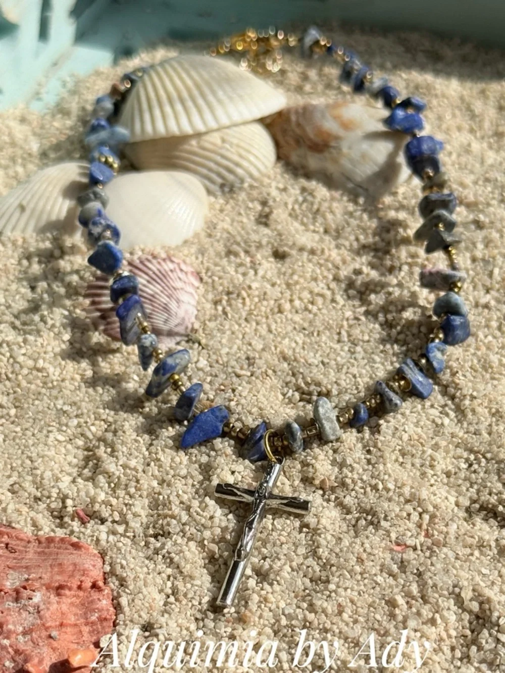 Lapis Lazuli Rosary Necklace with Crucifix
